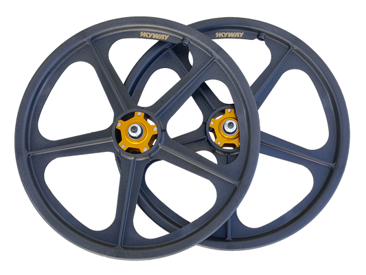 Skyway TUFF II Gold Rivet 20" Wheel Set – Blue/Gold