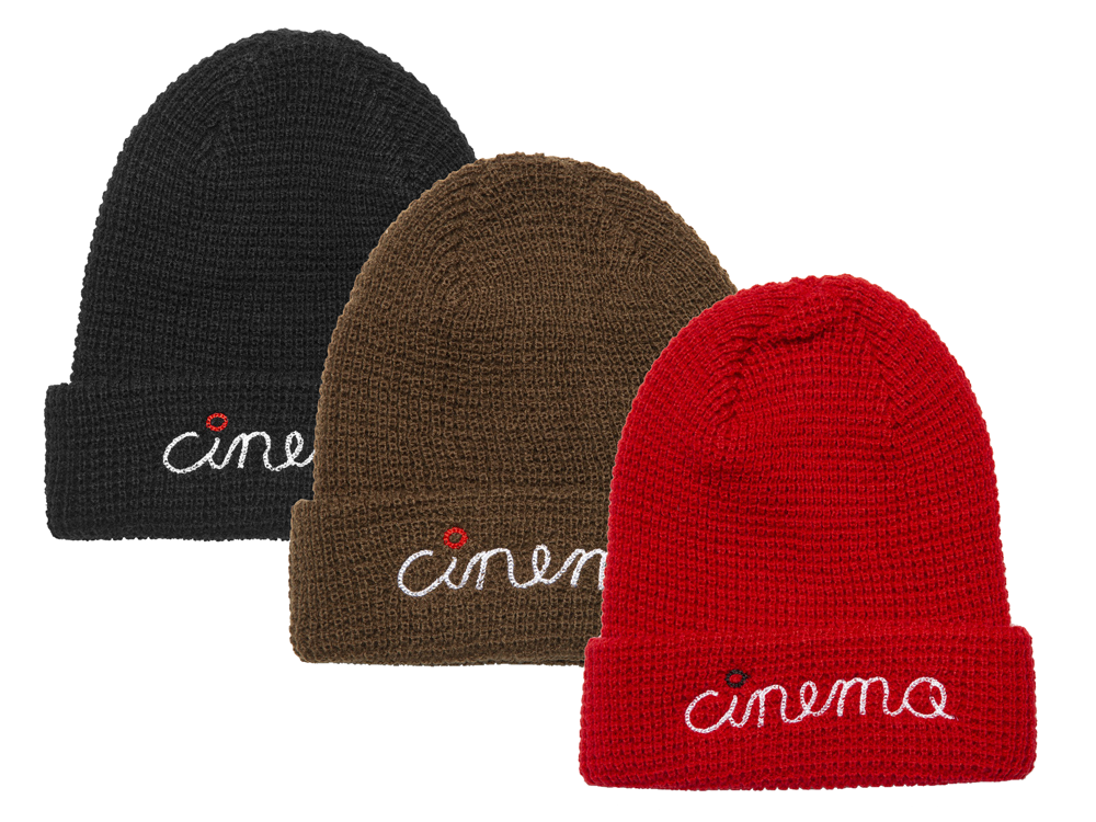 Cinema Stitch Script Waffle Beanie – Brown