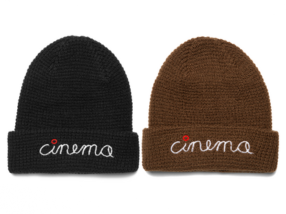 Cinema Stitch Script Waffle Beanie – Black
