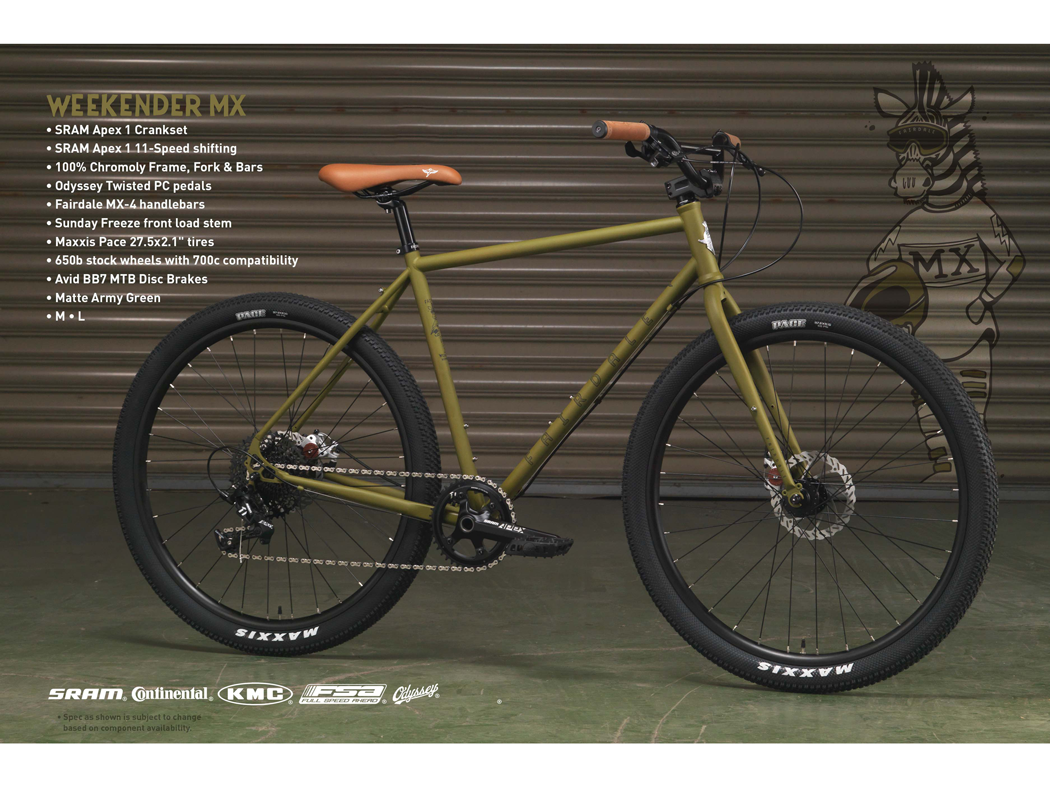 Fairdale 27.5" Weekender Nomad MX Bike – Gloss White / Wh: 27.5" - Tt: 22"
