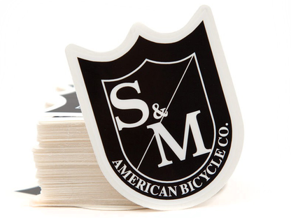 S&M Shield Sticker - Black/White Medium