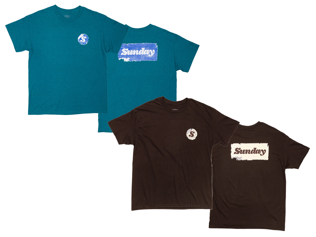 Sunday Sticker T-Shirt – Aquatic/Navy / Medium