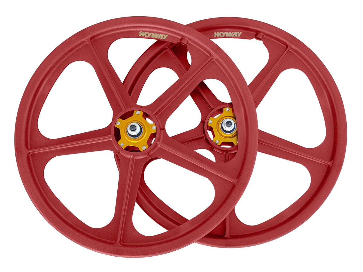 Skyway TUFF II Gold Rivet 20" Wheel Set – White/Gold