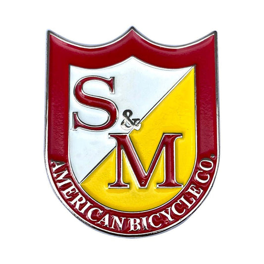 S&M Shield Enamel Pin | Buy now at Blue Groove BMX Shop