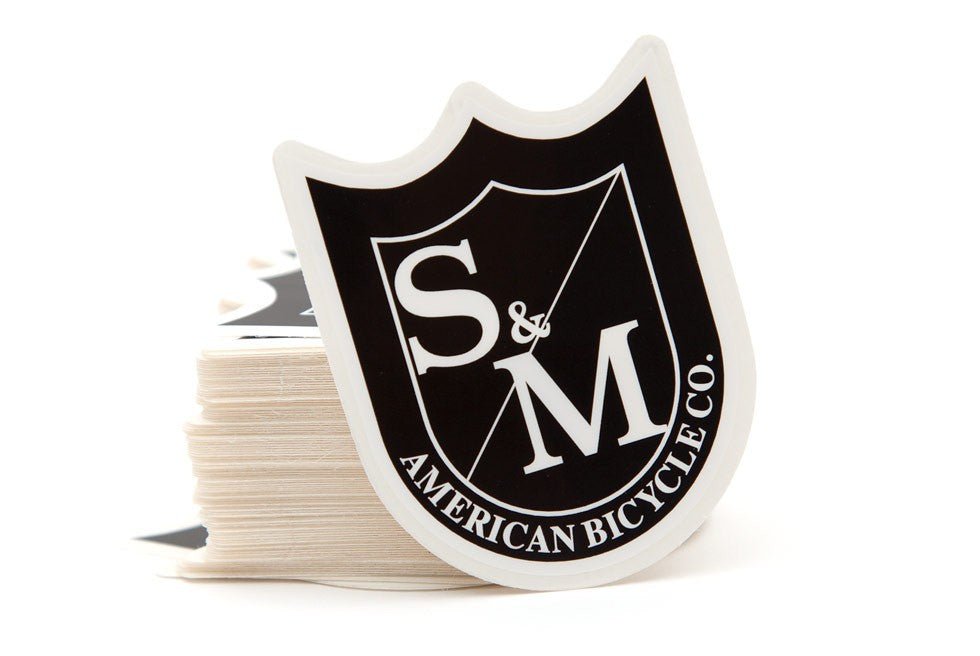 S&M Shield Sticker - Black/White Medium